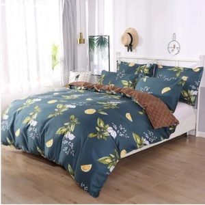 Lemon & Lattice reversible print duvet cover set